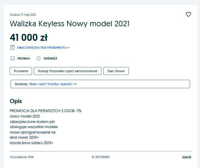 walizka do kradzieży aut